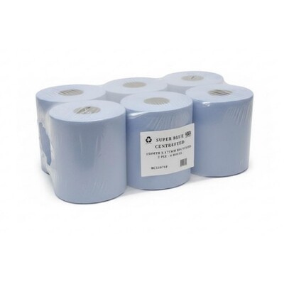 Super Blue Centrefeed Roll 2ply 150m (6 Rolls)