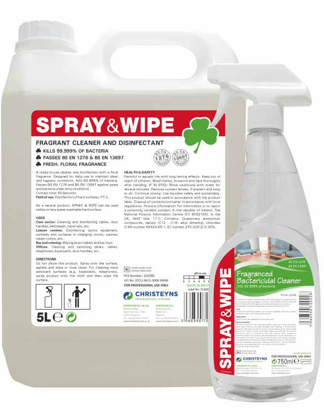 Clover Spray & Wipe Fragranced Bactericidal Cleaner