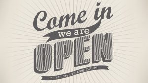 Trade counter - Come in we are open sign