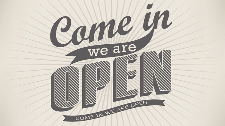 Trade counter - Come in we are open sign