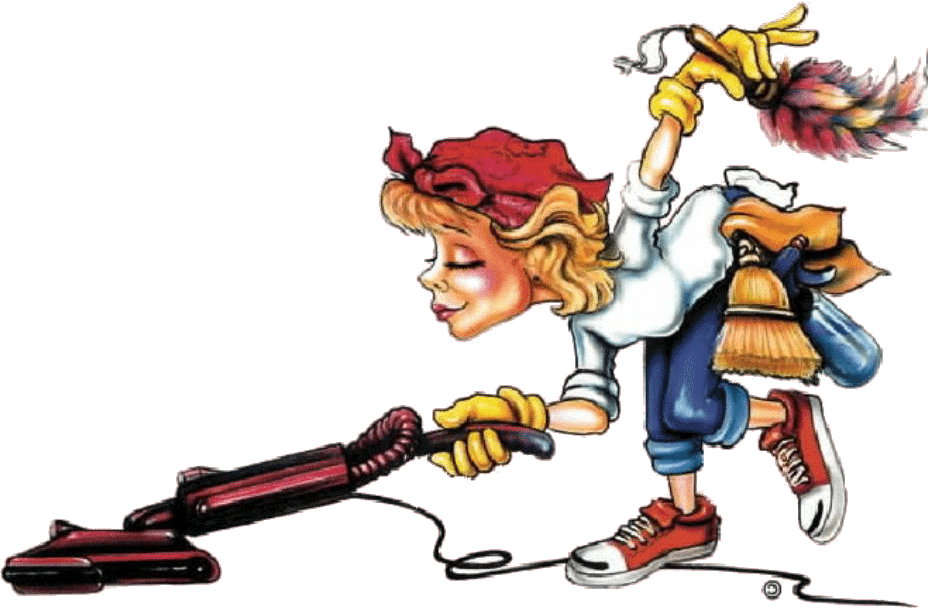 Cleaning lady cartoon visual