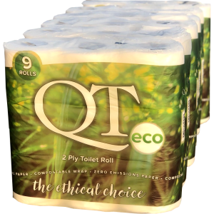 Quattro Paper QT Eco Friendly Toilet Rolls With Fully Compostable Packaging 2ply (54 Rolls)