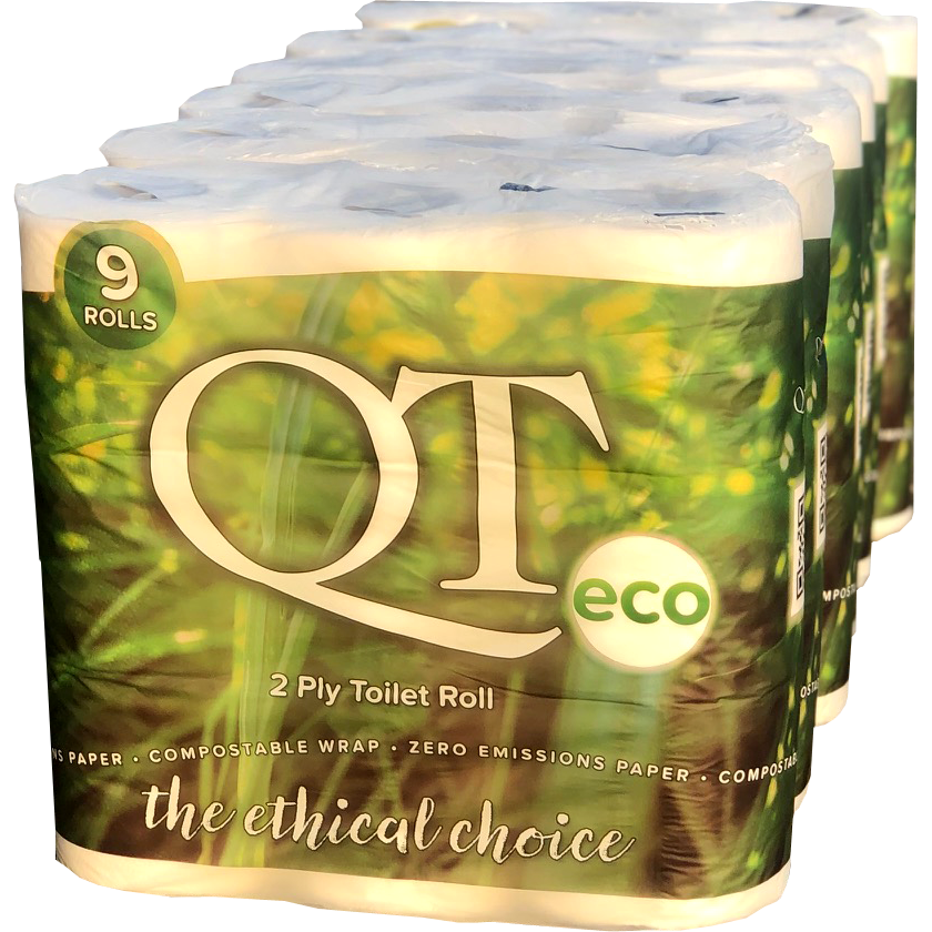 Quattro Paper QT Eco Friendly Toilet Rolls With Fully Compostable Packaging 2ply (54 Rolls)