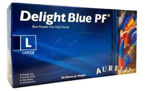 Aurelia Delight Blue Vinyl Powder Free Gloves