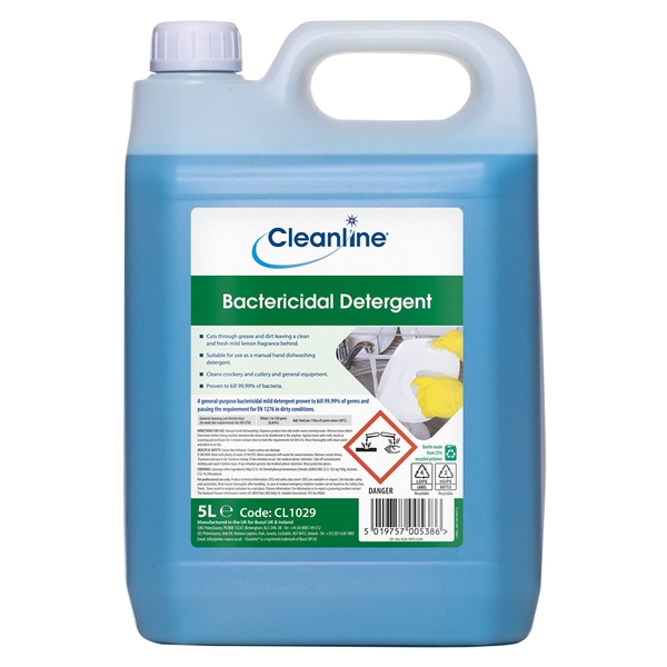 Cleanline Lemon Bactericidal Washing Up Detergent 5L