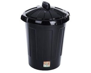 Black Dustbin with Lid 80L