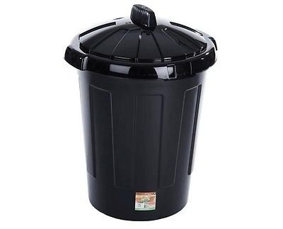 Black Dustbin with Lid 80L