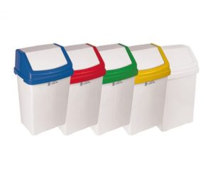 Swing Bin With White Base & Coloured Lid 50L