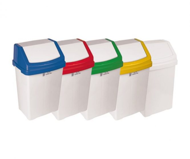 Swing Bin With White Base & Coloured Lid 50L