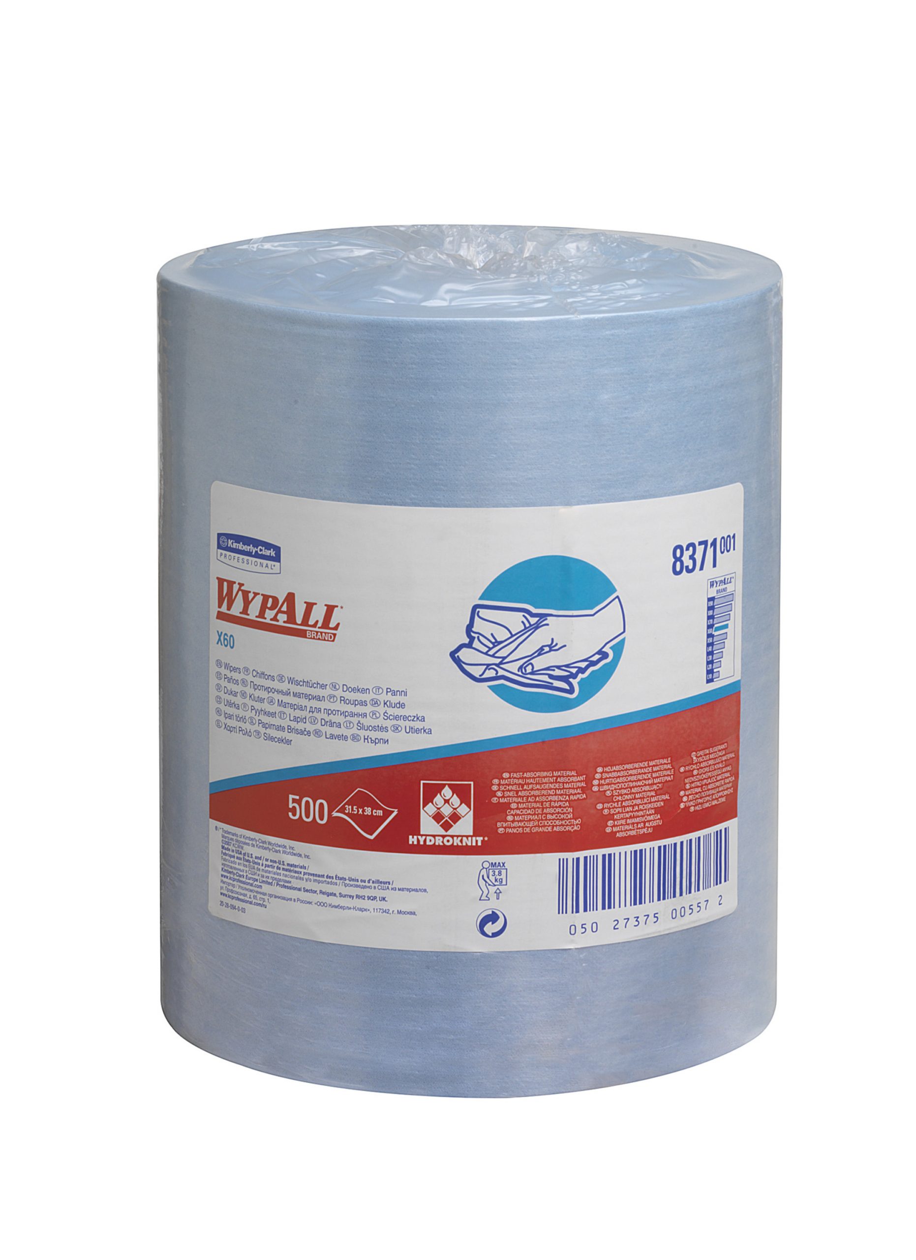 Kimberly Clark 8371 Wypall Blue Towel 2ply (500 Sheets)