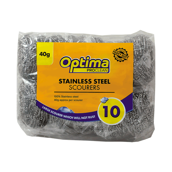 Optima Proclean Stainless Steel Scourers 40gm (10 Scourers)