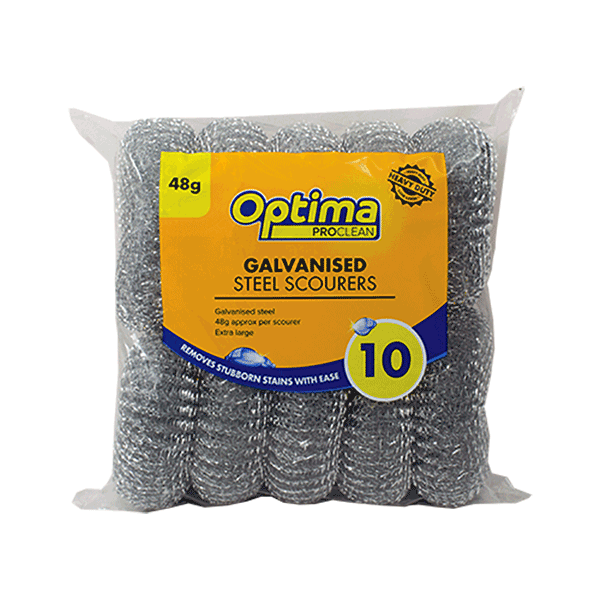 Optima Proclean Galvanised Steel Scourers 48gm (10 Scourers)