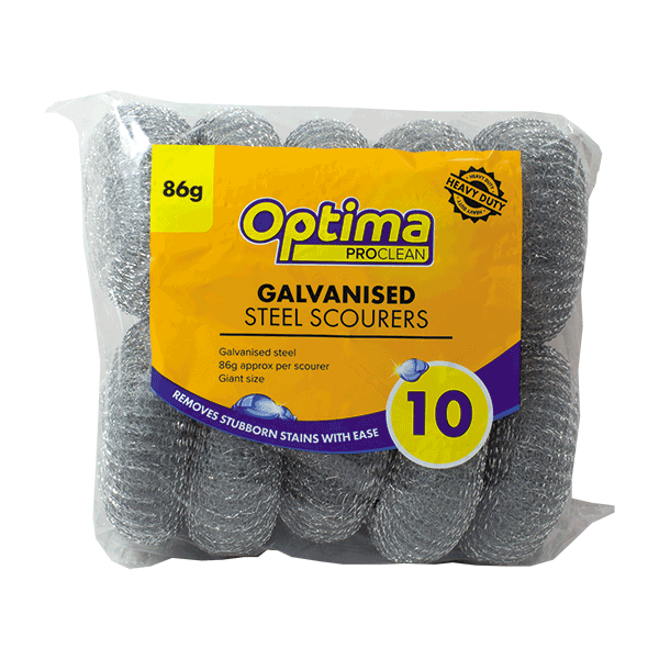 Optima Proclean Galvanised Steel Scourers 86gm (10 Scourers)