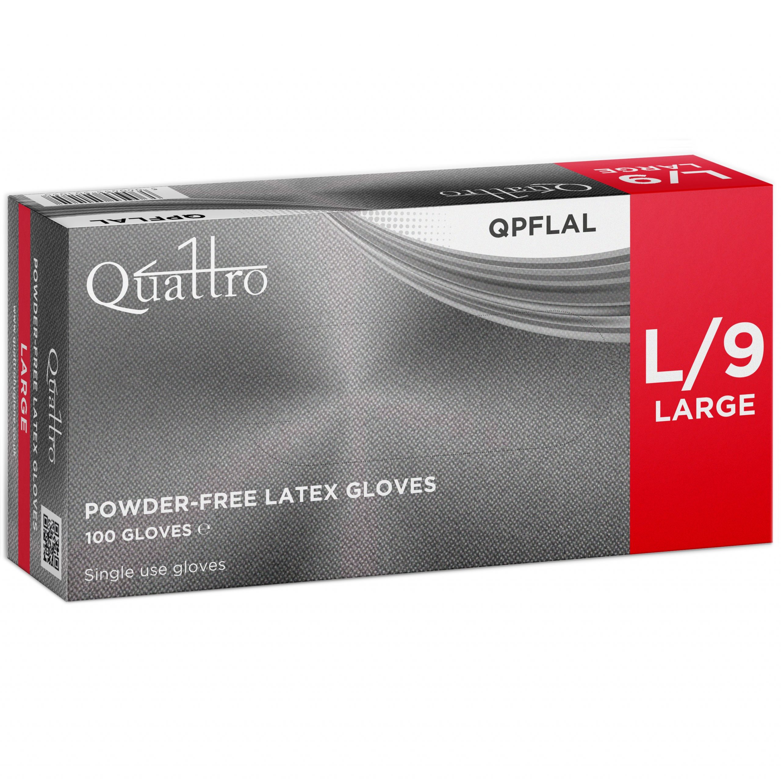 Quattro Latex Powder Free Gloves Large