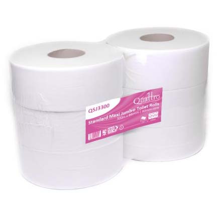 Quattro White Jumbo Toilet Rolls (6 Rolls)