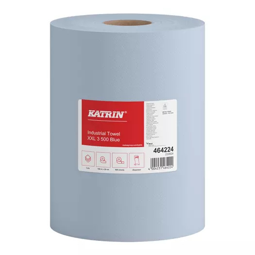 Katrin Laminated Industrial Wipes Roll XXL 2x500 Sheets 3-Ply, Blue 464224