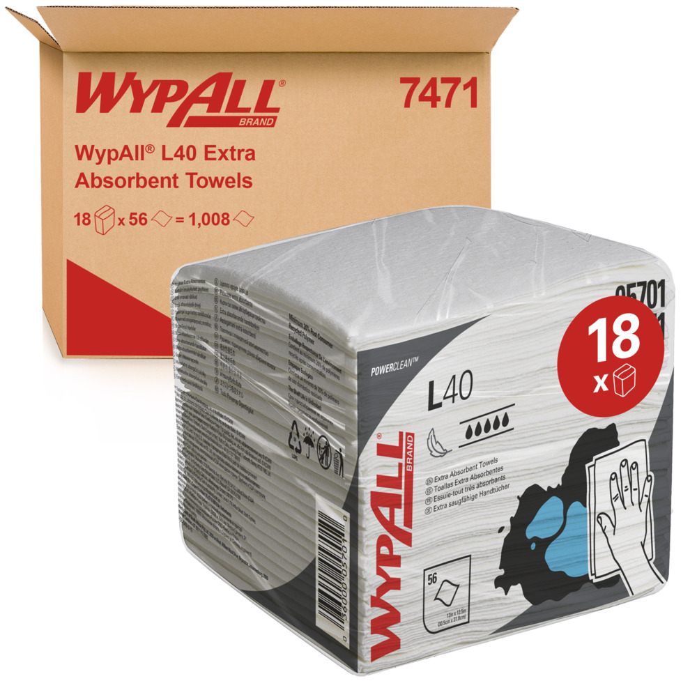 x18x60 Kimberly Clark Wypall L40 Wipers Box Of 1080)