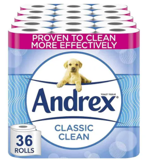 x36 Andrex Classic Clean Toilet Rolls 2ply