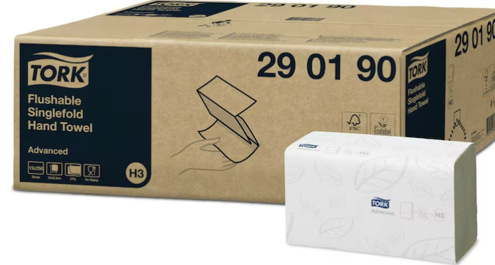 x3750 Tork Flushable Singlefold Hand Towels Advanced
