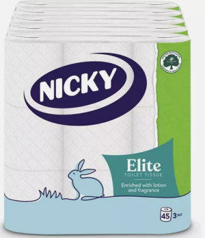 Nicky Elite Luxury Toilet Rolls 3ply (45 Rolls)
