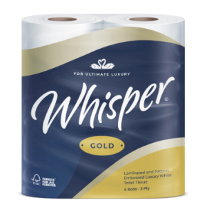 Whisper Gold 3ply Toilet Roll (40 Rolls)
