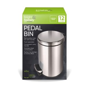 12L Bright & Homely Stainless Steel Pedal Bin