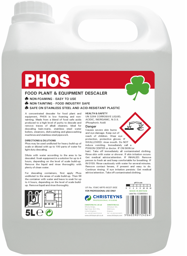 x5L Clover Phos Food Plant Disinfectant